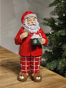 PAPAI NOEL EM RESINA COM PIJAMA 26,5CM
