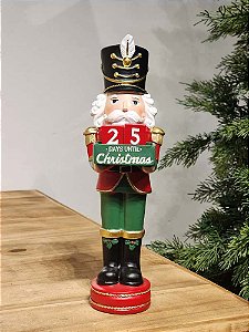 QUEBRA NOZES COM CALENDARIO VERMELHO E VERDE EM RESINA 23CM