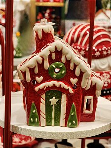 CASINHA DECORATIVA VERMELHA E BRANCA 12CM - PRÉ VENDA 2025