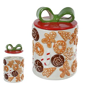 POTE DECORATIVO COM TAMPA GINGER HO HO HO 21CM - PRÉ VENDA 2025