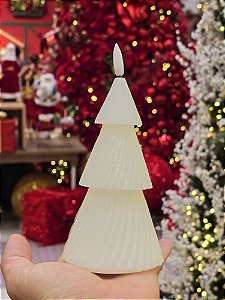 VELA EM CERA COM LED ÁRVORE BRANCA 17,5CM - PRÉ VENDA 2025