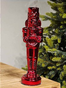 QUEBRA NOZES DE VIDRO VERMELHO DECORATIVO 32CM