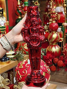 QUEBRA NOZES DE VIDRO VERMELHO DECORATIVO 32CM - PRÉ VENDA 2025