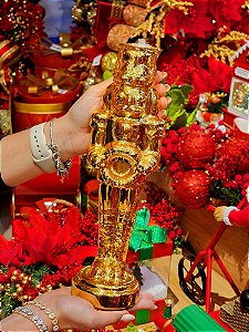 QUEBRA NOZES DE VIDRO DOURADO DECORATIVO 32CM - PRÉ VENDA 2025