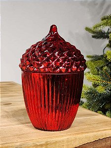 NOZES DE VIDRO DECORATIVA VERMELHA  20CM