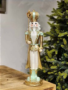 QUEBRA NOZES EM RESINA DOURADO COM VERDE 49CM