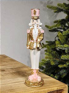 QUEBRA NOZES EM RESINA DOURADO E ROSA 29CM