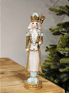 QUEBRA NOZES EM RESINA DOURADO E AZUL 30CM