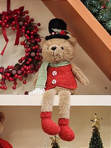 URSO SENTADO COM CARTOLA VERMELHO 46CM - PRÉ VENDA 2025