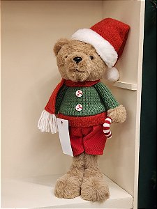 URSO EM PÉ COM CASACO VERDE 39CM - PRÉ VENDA 2025