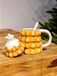 CANECA COM TAMPA ESTRELA GINGERBREAD 350ML