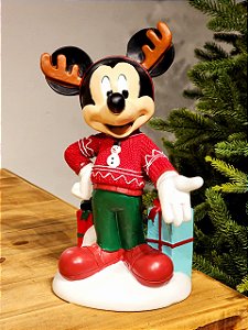 MICKEY EM PÉ EM RESINA COM PRESENTES 34CM