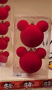 BOLA MICKEY VELUDO VERMELHO 10CM KIT COM 2 UNIDADES - PRÉ VENDA 2025