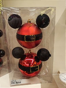 BOLA MICKEY ROUPA NOEL VERMELHO E PRETO 10CM KIT COM 2 UNIDADES - PRÉ VENDA 2025
