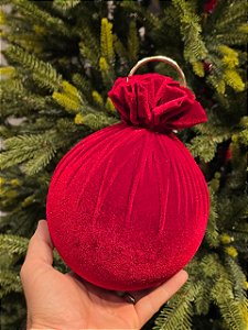 BOLA VELUDO VERMELHA 15CM