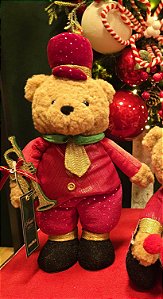 URSO EM PÉ COM INSTRUMENTO VERMELHO 33CM - PRÉ VENDA 2025