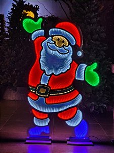 PLACA DECORAÇÃO 3D INFINITA PAPAI NOEL COM FITA LED BIVOLT 1,20CM