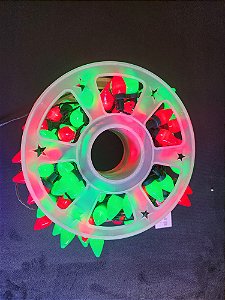 PISCA CORDÃO LUZ AMERICANA VERMELHO E VERDE 100 LÂMPADAS 15 METROS BIVOLT