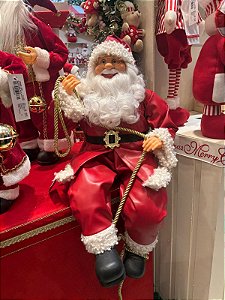 PAPAI NOEL SENTADO USO EXTERNO COURINO VERMELHO 60CM - PRÉ VENDA 2025