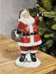 PAPAI NOEL EM RESINA COM GUIRLANDA 16CM