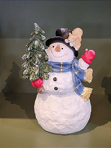BONECO DE NEVE COM ÁRVORE COM LED 20CM - PRÉ VENDA 2025