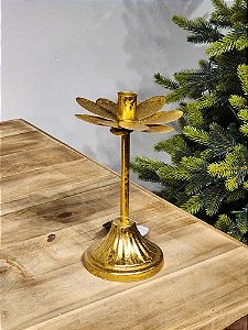 PORTA VELA EM METAL DOURADO 25CM