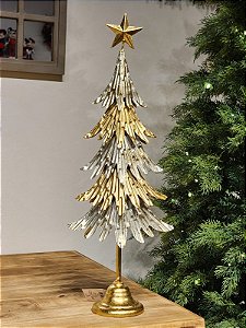 ÁRVORE EM METAL OURO E PRATA 61CM