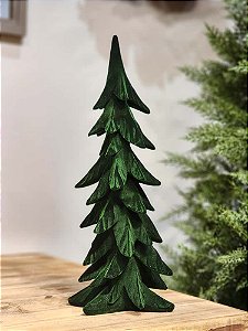 ÁRVORE EM RESINA VELUDO VERDE 44CM