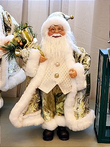 PAPAI NOEL EM PÉ VERDE E DOURADO 45CM - PRÉ VENDA 2025