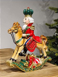 QUEBRA NOZES COM CAVALO DE BALANÇO EM RESINA 31CM