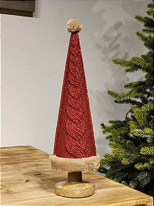 ÁRVORE EM RESINA COM SUETER VERMELHO 42CM