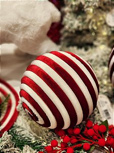 BOLA DECORADA VERMELHA E BRANCA 15CM - PRÉ VENDA 2025