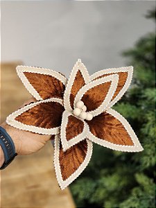 FLOR BICO DE PAPAGAIO AVELUDADO MARROM 26CM