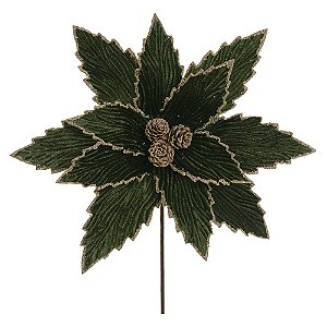 FLOR BICO DE PAPAGAIO COM PINHA VERDE AVELUDADO 35CM - PRÉ VENDA 2025