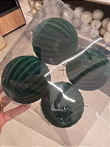 BOLA VELUDO RELEVO VERDE 10CM KIT COM 4 UNIDADES - PRÉ VENDA 2025