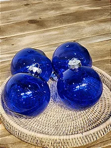 BOLA TRANSLÚCIDA AZUL 10CM KIT COM 4 UNIDADES