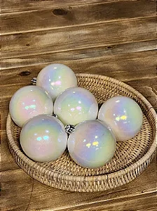 BOLA LISA PEROLADA BRANCA 8CM COM 6 UNIDADES - PRÉ VENDA 2025