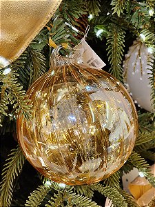 PENDENTE ORNAMENTO DE VIDRO SOPRADO BOLA DOURADO 10CM - PRÉ VENDA 2025