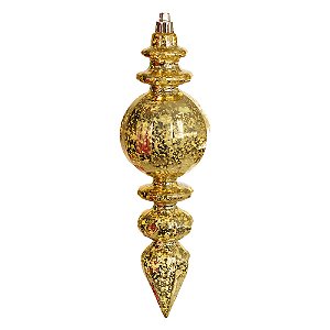 PENDENTE ORNAMENTO DE VIDRO SOPRADO PINO DOURADO 19,5CM - PRÉ VENDA 2025