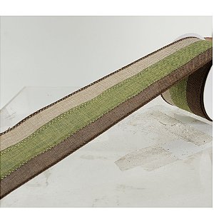 FITA ARAMADA LINHO COM COSTURA BEGE E VERDE - PRÉ VENDA 2025