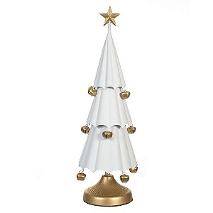 ÁRVORE EM METAL DECORATIVA BRANCA E DOURADA 48,5CM - PRÉ VENDA 2025