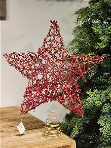 ESTRELA PONTEIRA ARAMADA MICRO BERRY VERMELHA 40CM