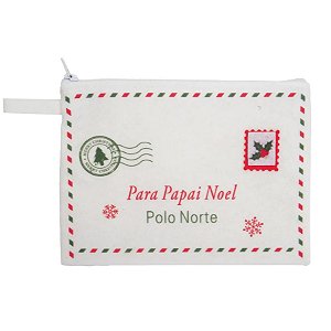 PENDENTE ENVELOPE FELTRO COM ZIPER BRANCO 17CM - PRÉ VENDA 2025