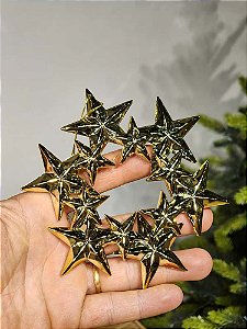 PENDENTE GUIRLANDA ESTRELADA OURO 12CM