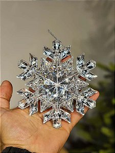 PENDENTE FLOCO DE NEVE PRATA 13CM