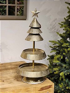 SUPORTE BANDEJA EM METAL ÁRVORE OURO 68,5CM