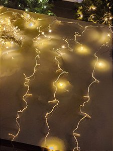 PISCA CORTINA 400 LEDS ESTROBO WARM 3X3 METROS USO INTERNO E EXTERNO 110V