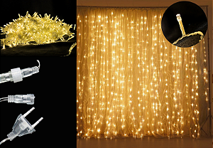 PISCA CORTINA 400 LEDS ESTROBO WARM 3X3 METROS USO INTERNO E EXTERNO 220V - PRÉ VENDA 2025