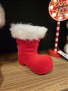 PENDENTE BOTA PAPAI NOEL VERMELHO E BRANCO 15CM - PRÉ VENDA 2025