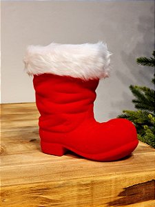 PENDENTE BOTA PAPAI NOEL VERMELHO E BRANCO 20CM